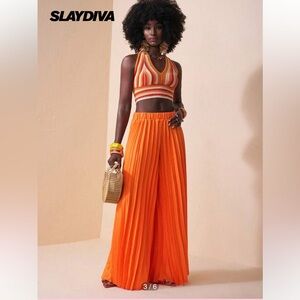 Vibrant Orange Pleated Pants